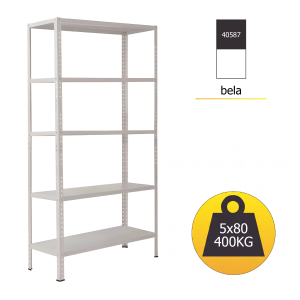 Polica metal-metal 188x90x30 5x80kg bela