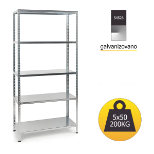 Polica metal-metal 170x75x30cm 5x50kg galva